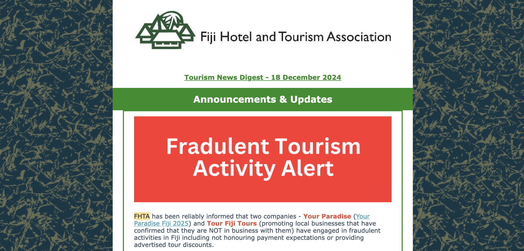 Fiji Hotel and Tourism Association – Your Paradise creditor